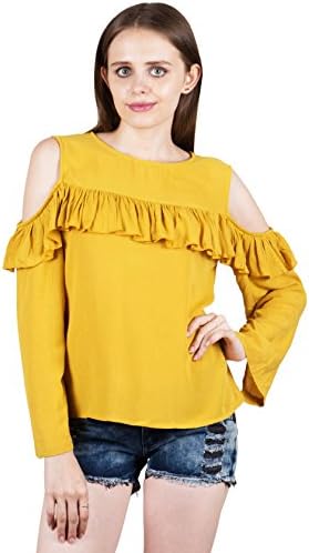 Papsara Rayon Crepe Mustard Women's Top