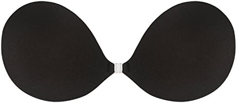 Allezola Adhesive Bra Reusable Push Up Deep V Silicone Invisible Nubra,Sexy Secret,Black,C