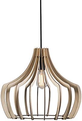 Trio Leuchten Country Rustic Design Modern Pendant Lamp Pendant Light Ceiling Twan Wood Round Suitable For Led E27 Max 1 X 28 Watt Indoor Lighting