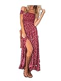 Women Dresses Evening for Long Summer and Split Floral Dresses From Koobea Red Medium