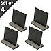 MyGift 4 Pack Small Tabletop Chalkboard Wedding Name Card with Rustic Brown Wood Base, Decorative Standing Price or Label Cards for Cafe, Bakery, Food Buffet Tables, 5 X 6 Inch