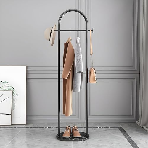 Hcosmy Coat Rack with Durable Metal-Elevate Your Entryway Style: Arch Metal Coat Rack, Stylish and Versatile, 170cm Height, Thick Tubes, and Marble Base for Modern Organization (Black)