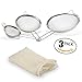 Fine Mesh Stainless Steel Strainer Set: 3 Food Strainers with Handles for Kitchen, Tea, Rice, Juice, and Other Uses plus Cheesecloth Bag