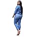 Elevin(TM) Women Cowboy Denim Casual Deep V-Neck Bandage Elastic Waist Jumpsuits (XL)