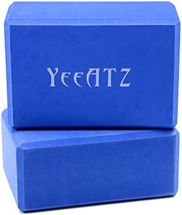 Yoga Block Set of 2 - High Density EVA Foam Exercise Blocks, Lightweight Pilates Stretching Balance Aid, Improve Flexibility and Deepen Poses Fitness Gym Yoga Brick(9" 6" 4", Blue)