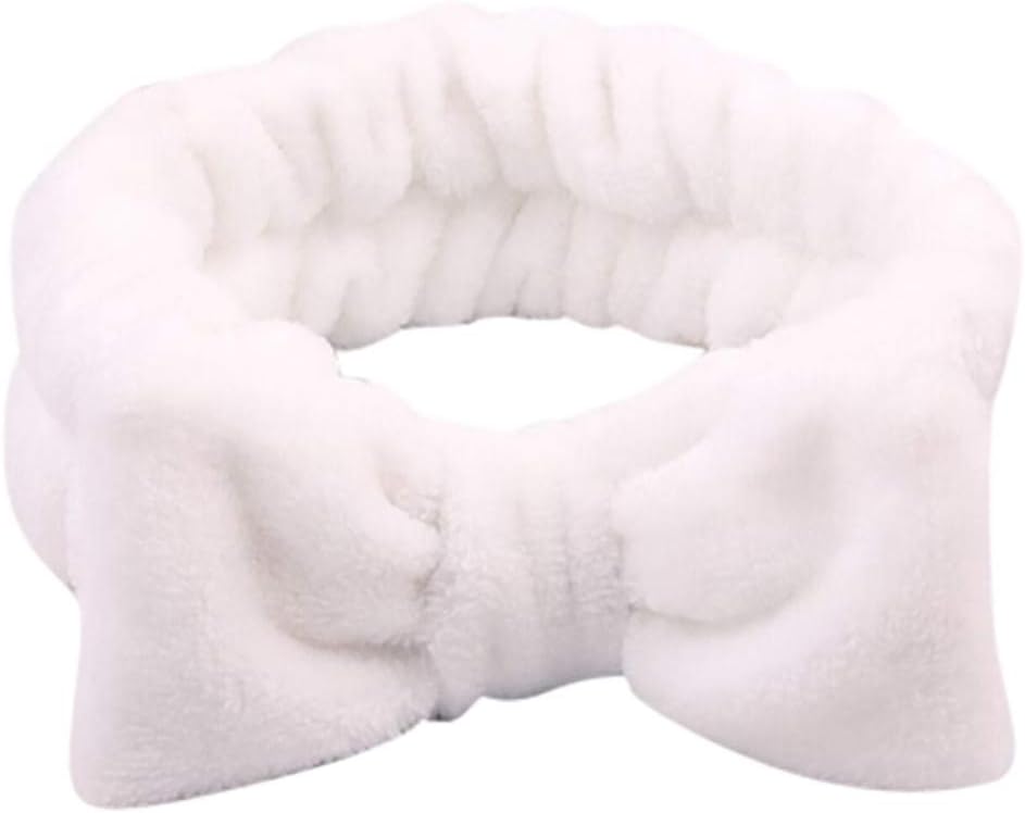 Goldweather Bowknot Headbands for Women Coral Fleece Elastic Hair Band Washing Face Hairlace