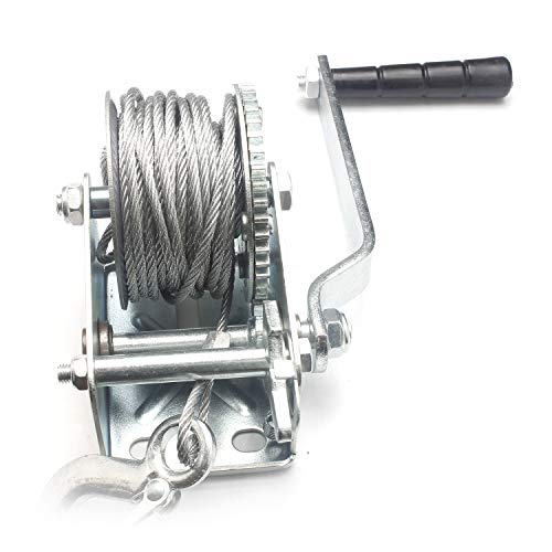 Lasamot 3500lbs Dual Gear Hand Winch Hand Crank Manual Boat ATV RV Trailer 33ft Cable - Image 2