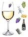 Simply Charmed Magnetic Wine Glass Charms, Set of 6 Fun Magnetic Wine Theme Drink Markers and Tags
