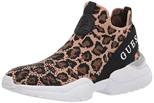 GUESS Women’s Bellini Sneaker, Brown, 9.5