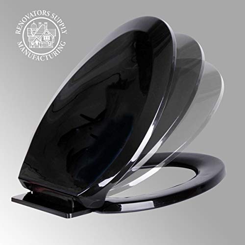Renovators Supply Manufacturing Black Plastic Slow Close Elongated