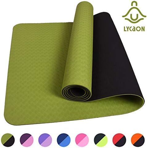 LYCAON Exercise Mat, Fitness Yoga Mat, 6mm Extra Thick Non-slip TPE Material Mat Fits Pilates/Sit-Ups/Stretching/Meditation/Aerobics/Floor & Fitness Exercises