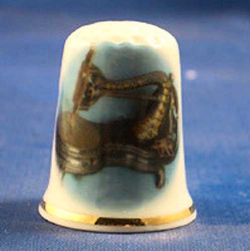 Porcelain China Thimble -- Jones Serpentine Sewing Machine