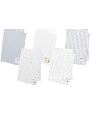 5 Pack of Burp Cloths, 100% Organic Cotton (1 Cloud, 1 Solid Color, 1 Honey Bee Print, 1 Stripe, 1 Alphabet Bee...