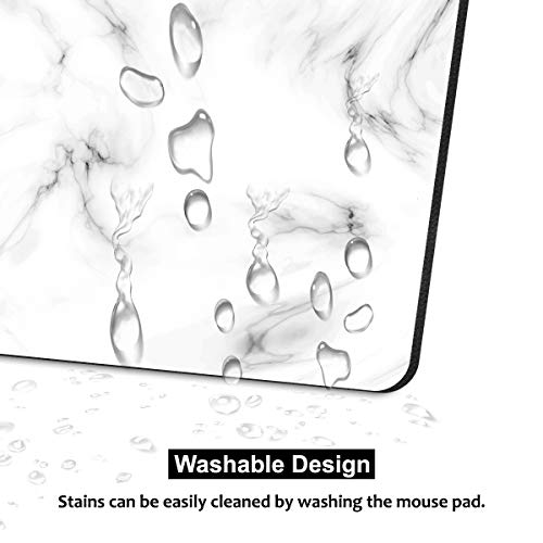 AUDIMI Mouse Pad White Marble Cute Rectangle Mouse Mat Anti-Slip Base for PC Office Working Gaming - Thumbnail 4