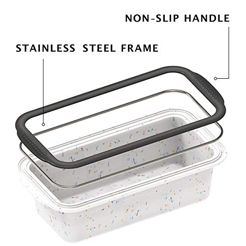 Silicone Loaf Pan with Reinforced Steel Frame Inside,Non-stick Loaf Mold for Homemade Baking Cakes and Bread,BPA Free,Dishwasher,Oven and Microwave Safer,Aichoof