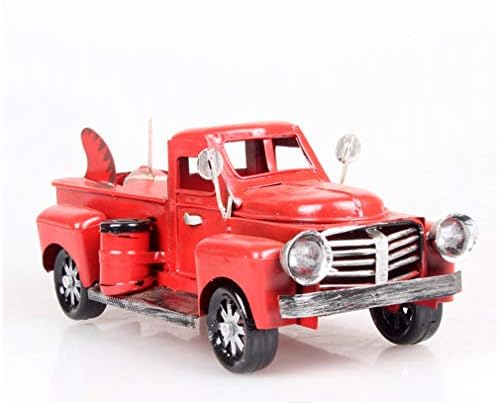 Ayiguri Metal American Truck Car Model Retro Vintage Iron Car Models Handmade Classic Decoration Photography Props (Red Surfboard)