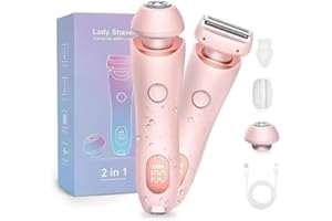 YIZER Livora Electric Shaver for Women,Razor for Women,2 in 1 Wet & Dry Waterproof Electric Razors,Silk Glide Pro Shaver with Removable Head for Leg Arm Underarm Bikini Area,Pink