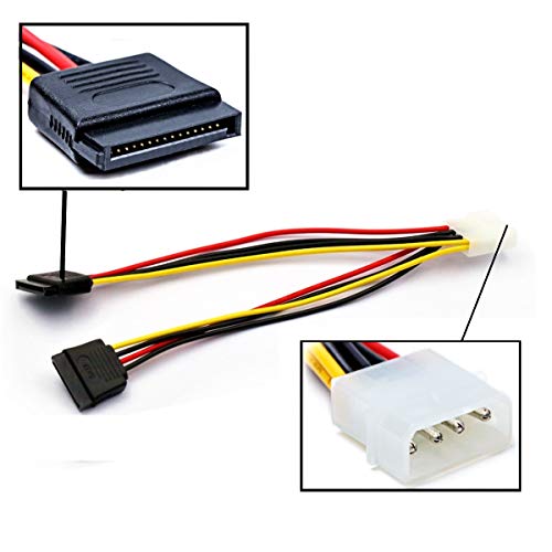 DaFuRui 5pcs 4 Pin Molex to 2×15 Pin SATA Power Y-Cable Adapter for IDE 8 Inches - Thumbnail 3