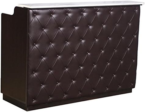 Elizabeth Tufted Padded Salon Reception Desk - Dark Cherry/Mocha/White Marble