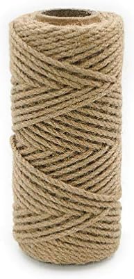Aoneky Natural Jute Twine String - 3 Ply Thick Jute Rope for Garden, Packing, DIY Arts and Crafts, Floristry, Gift, Bundling, Decoration, Recycling (3 mm, 328 ft)