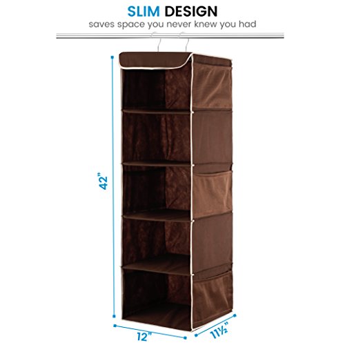 image for Zober 5 Shelf Hanging Closet Organizer Space Saver, Roomy Breathable H