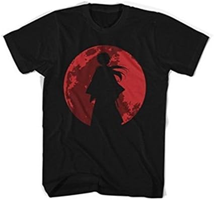 Banosin Men's Black Generic Cotton Moon Blood Anime Rurouni Kenshin T-Shirt