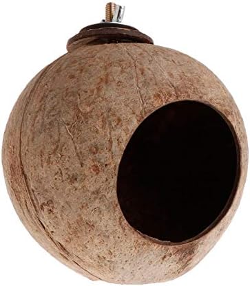 GUINV Parrot Nest Natural Coconut Shell House Cage Feeder Parakeet Birds Squirrel Hamster Toys Pet Breed Decoration Supplies Pendant