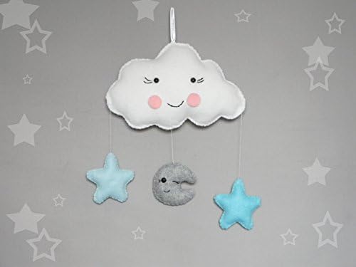 Star and moon wall decor Clouds Baby Mobile Star Baby Mobile moon nurseru mobile Wall Hanging mobile Moon star wall decor Choose colos