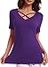 Criss Cross Tops for Women V Neck T Shirt(5XL,Purple)