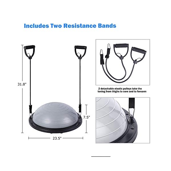 Sportneer Balance Ball Balance Board with Resistance Bands, Balance Trainer Bonus Pump for Yoga Fitness, Stability Workout, Strength Exercise, Physical Therapy & Gym