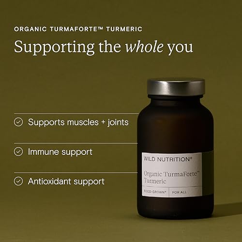 Wild Nutrition Food-Grown Turmaforte Turmeric | Organic Turmeric Capsules | High Absorption Muscle & Joint, Antioxidant, & Immune Support | Curcumin Supplements | 60 Capsules