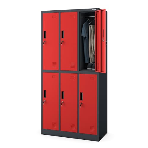 Jan Nowak Umkleideschrank Metall, Spindschrank mit 6 Fächern, abschließbar