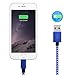 Frieso 3pcs 3FT 6FT 10FT Nylon Braided Charging Cable for iPhone 7, 7 plus, 6s 6 Plus 5s 5c 5,iPhone SE, iPad Pro, Air 2, iPad mini 4 3 2, iPod touch 5th gen / 6th gen / nano 7th gen (Blue white)