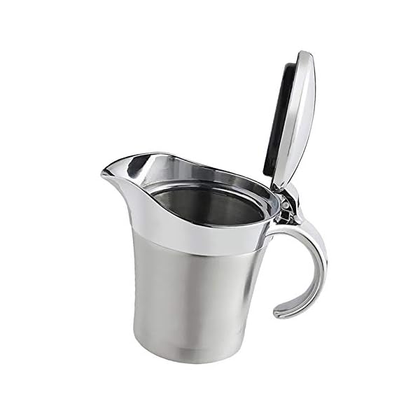 ZYLBDNB Zuckerdose milchkännchen Set Saucenbehälter aus Edelstahl for Saucenboote, 450 ml, mit doppelwandiger… – Bild 5