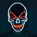 Men's Light Up LED Scary Death Skull Mask for Halloween Gift (Red/Blue Light Up Skull Mask)