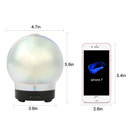 Ultrasonic 3D Glass Aromatherapy Essential Oil Diffuser, Cool Mist Humidifier for Home Baby Kids Bedroom Office Living Room Study Yoga Spa