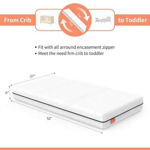 Dourxi 6 Inch Crib Mattress, Dual Sided Comfort Baby Memory Foam