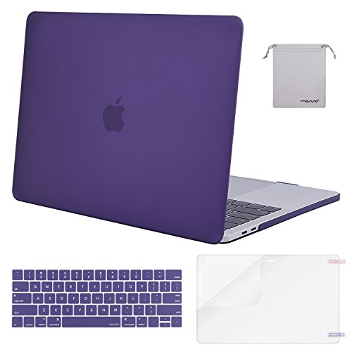 Mosiso MacBook Pro 15 Case 2017 & 2016 Release A1707, Plastic Hard Shell with Keyboard Cover with Screen Protector with Storage Bag for Newest MacBook Pro 15 Inch with Touch Bar, Ultra Violet