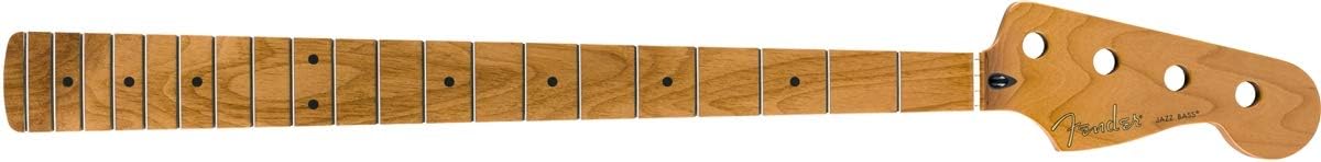 Fender Roasted Maple Jazz Bass Neck, 20 Medium Jumbo Frets, 9.5", Maple, C Shape, Natural
