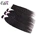 Odir Kinky Straight Bundles with 4x4 Closure Brazilian Human Hair 10 12 14+10 Inch Yaki Straight Virgin Hair 3 Bundles with Lace Closure Natural Color