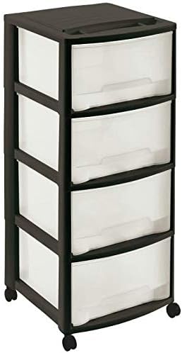 Aufbewahrungsturm mit 4 großen Schubladen – Anthrazit – L 39 x T 37 x H