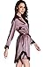 Awaye Satin Nightgown with Robe Solid Lace Silk Like 3/4 Sleeve Night Gown Two Piece Suit Short Slip Sleepwear Purple L