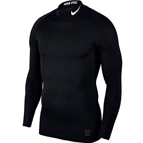 NIKE Men Pro Compression Long-Sleeve Mock Top (L, Black)