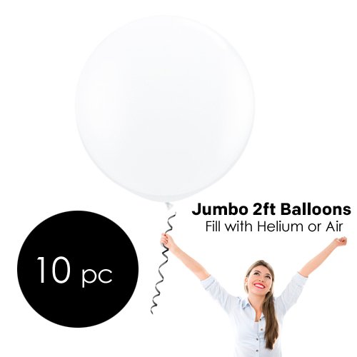 Celebrity 24DSW 24" (2') Latex Balloons, Decorator Snow, Pack of 10 pcs, White