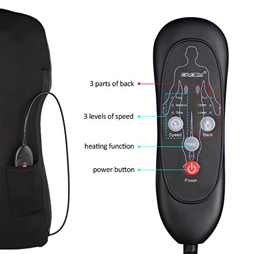 CINCOM Full Back Massager Shiatsu Massage Chair Cushion with Heat for Back Leg Foot Muscle Relaxation and Pain Relief - Home Office and Car Use