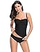 ACKKIA Women's Ruched Solid Two-Piece Swimsuit Tankini Set Swimwear