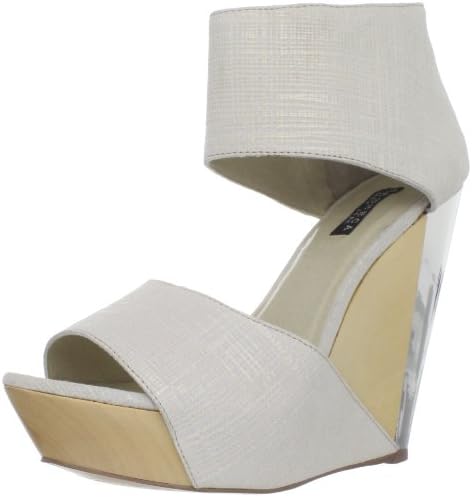 Messeca Women's Carlie Double Band Wedge Sandal, Egg Texture, 7 M US