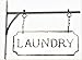 Silvercloud Trading Co. Rustic Hanging Double-Sided Laundry Embossed Black on White Enamel Metal Sign with Bracket - Mudroom Wall Decor - Room Label