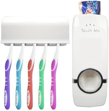 Touch-Me Automatic Toothpaste Dispenser With Brush Holder Set,White by RoKo