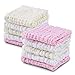 Baby Muslin Washcloths 10 Pack - 6 Layers Natural Muslin Cotton Extra Soft Breathable, Newborn Baby Face Towel for Sensitive Skin, Baby Registry as Shower Gift Set 12x12 inches (Pink and Beige)